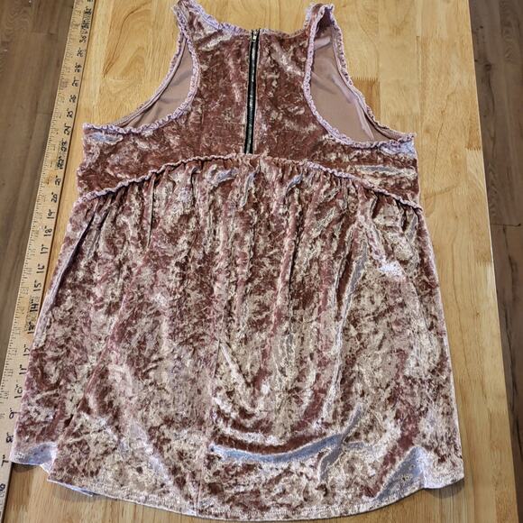 POL Pink Crushed Velvet Tank Mini Dress Zip Back Detail Empire Waist L - Picture 11 of 12
